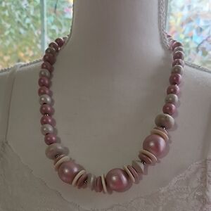 Elegant Pink and Cream Beaded Necklace